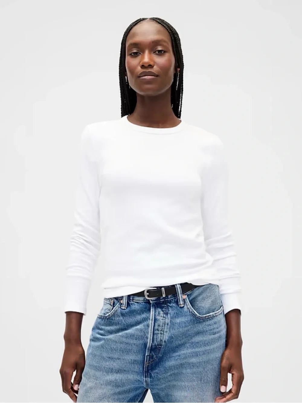 Women's Long-Sleeve Crewneck Top — White